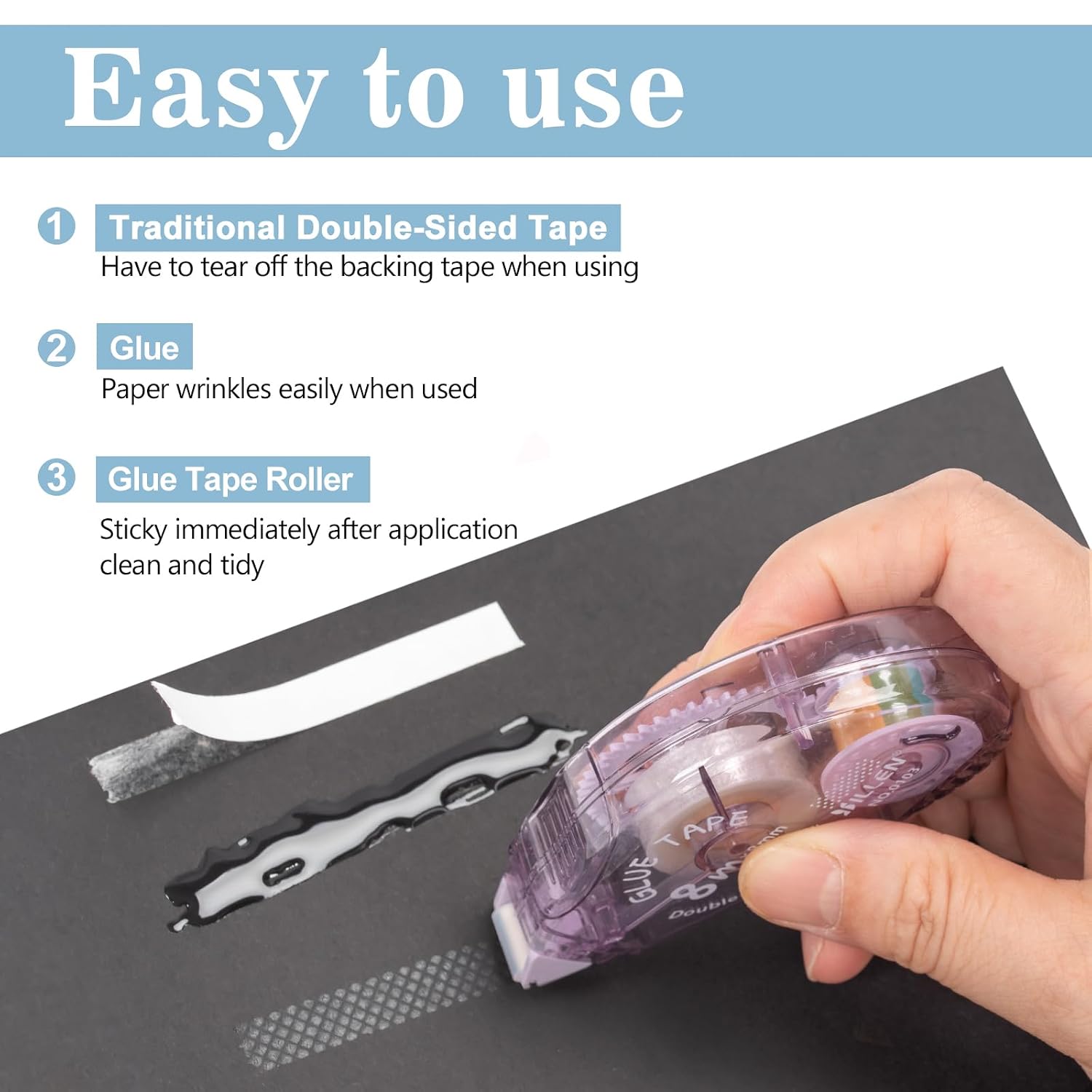 4-Pack Double-Sided Glue Tape Rollers