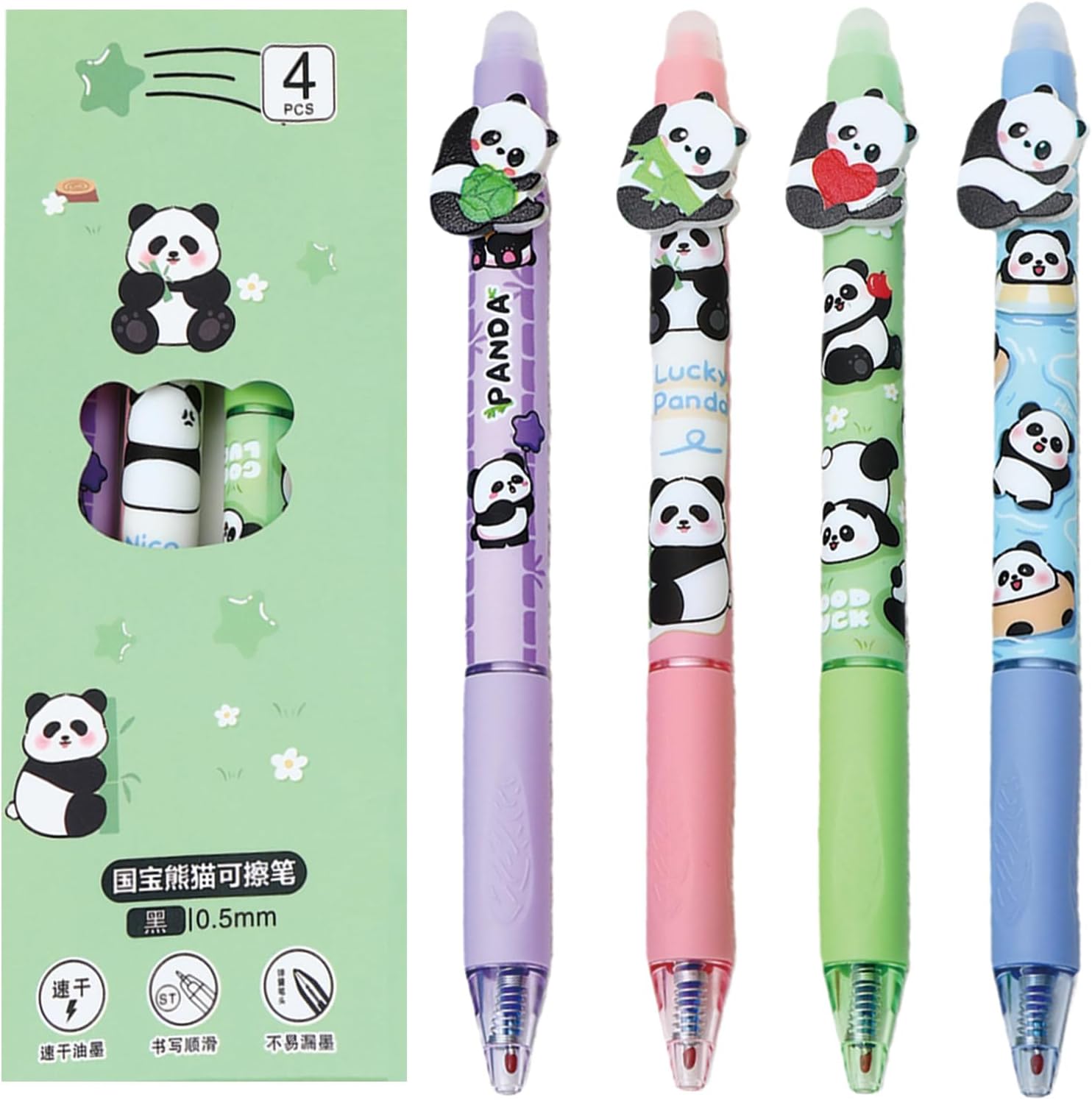 4-Pack Panda Erasable Gel Pens 4-Pack Panda Erasable Gel Pens