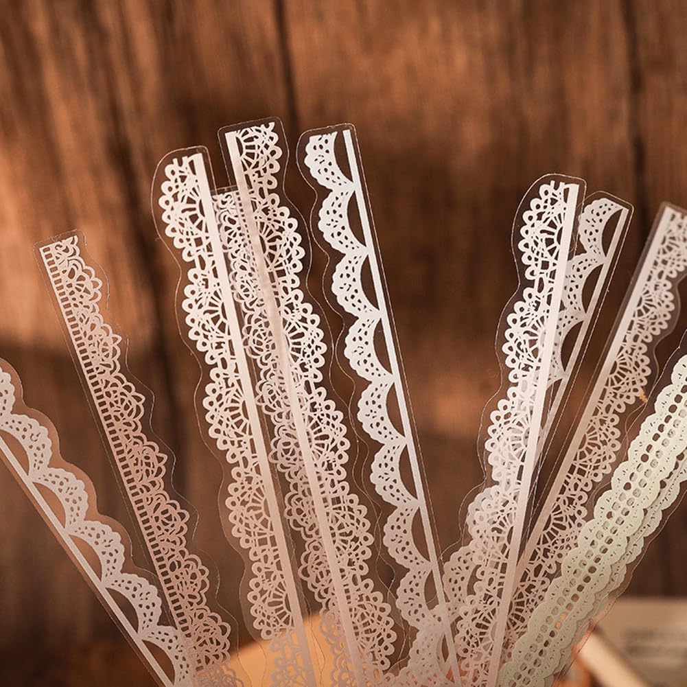 40-Piece Transparent Lace PET Stickers