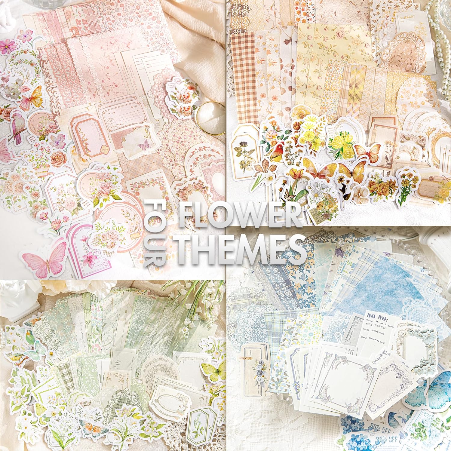 400-Piece Floral Scrapbook & Journaling Set
