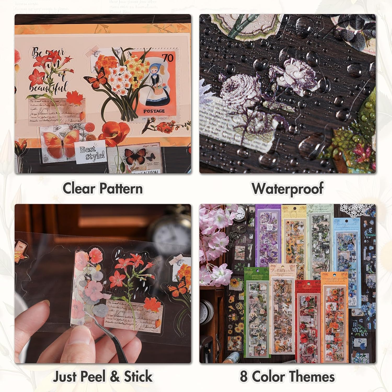 550+ Piece Vintage Floral Sticker Set