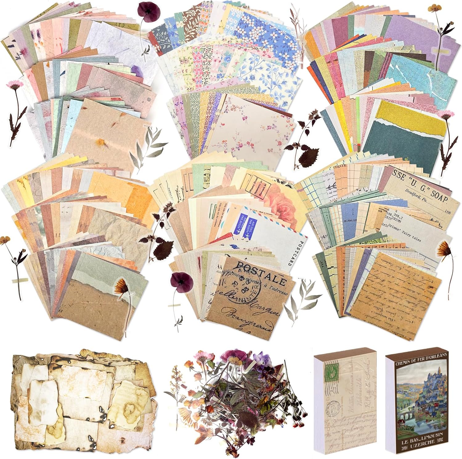 565-Piece Vintage Scrapbook Paper Kit