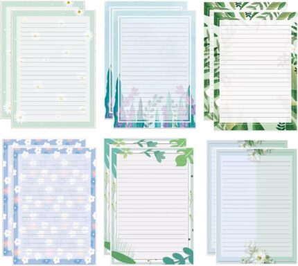 60-Piece Floral Lined Writing Paper