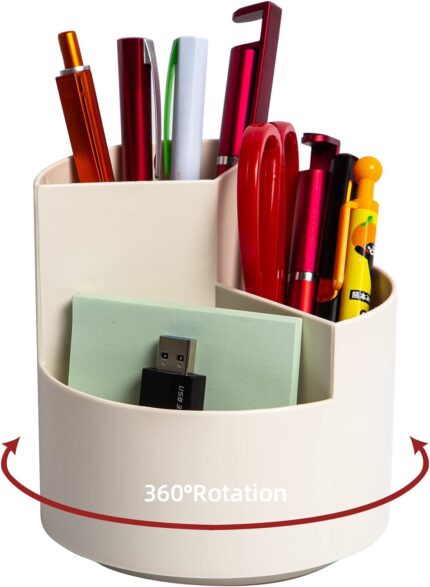 Creamy White Rotating Desk Caddy