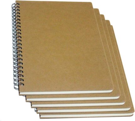 5-Pack Kraft Lined A5 Notebooks